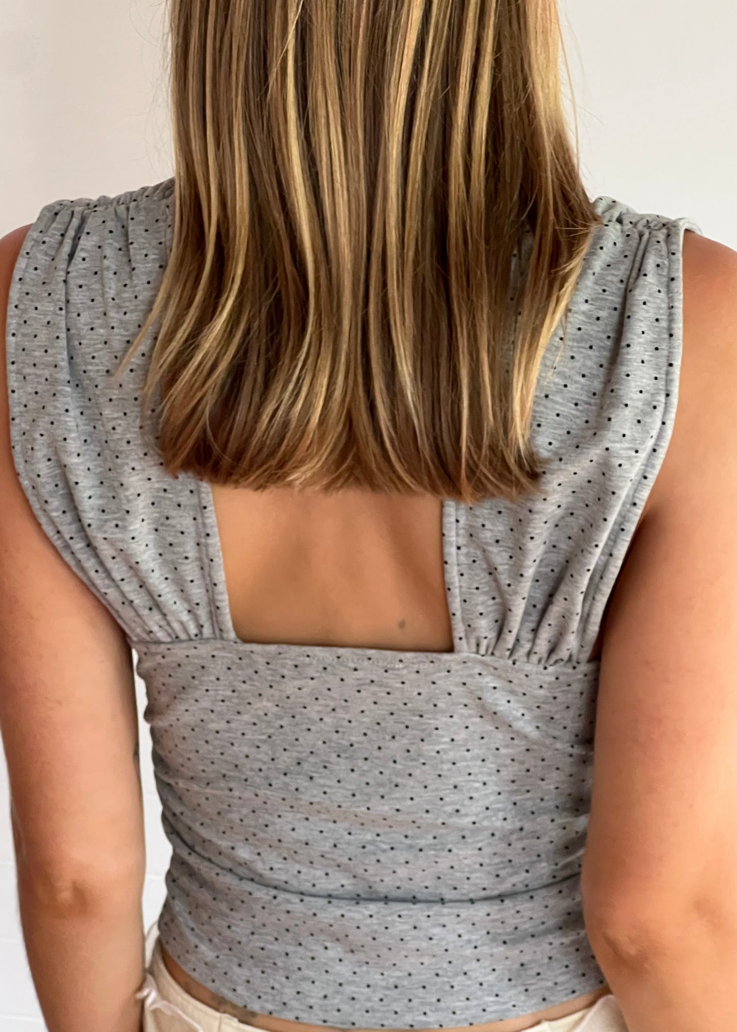 Abby Tank - grey polka dot