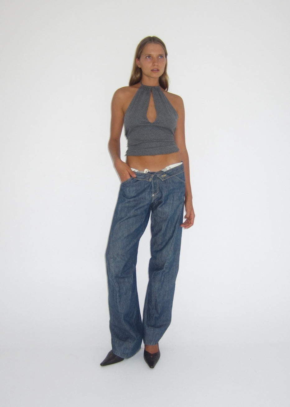 Billie cut out halter top - grey