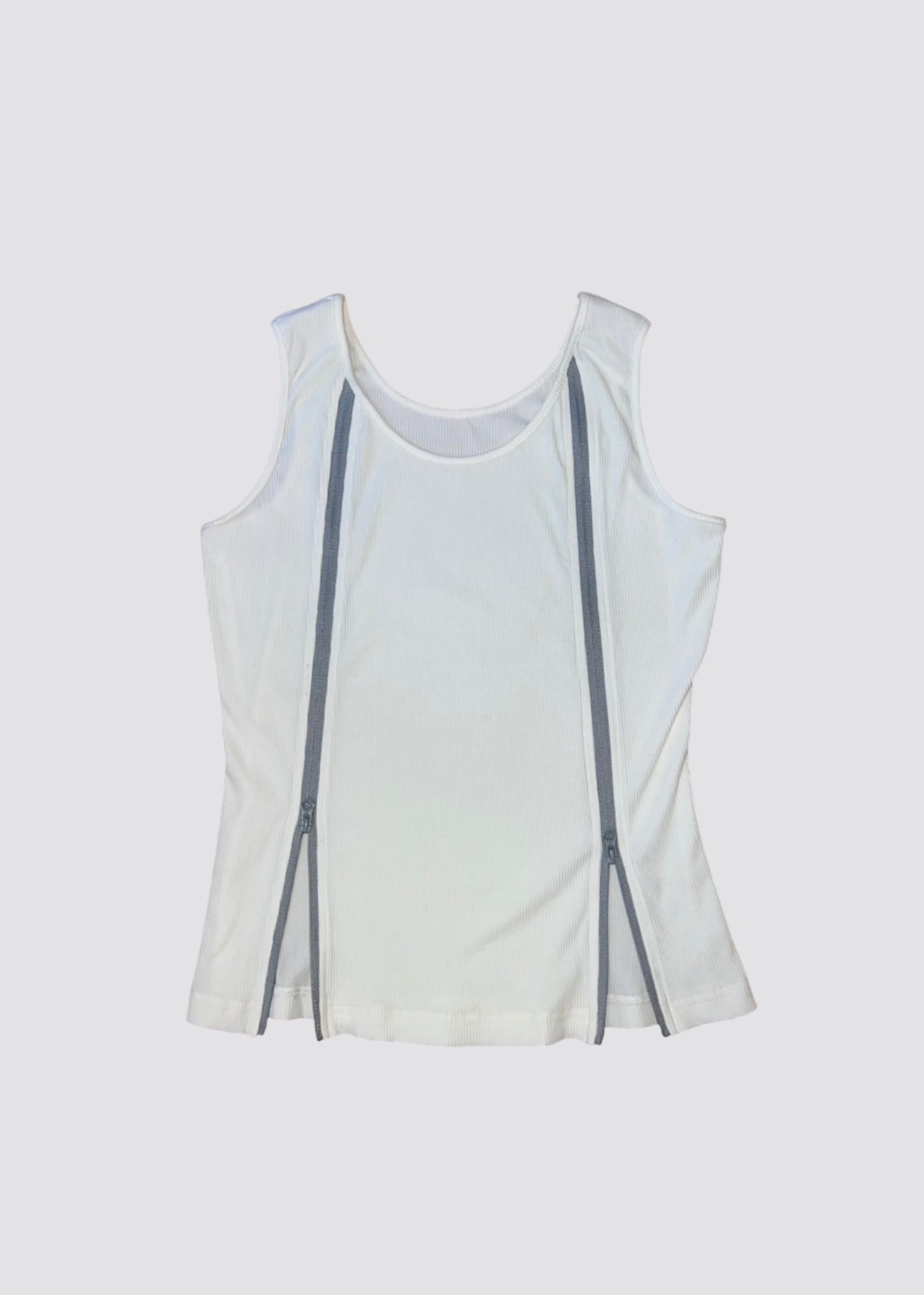 Double Zip Tank - grey & white