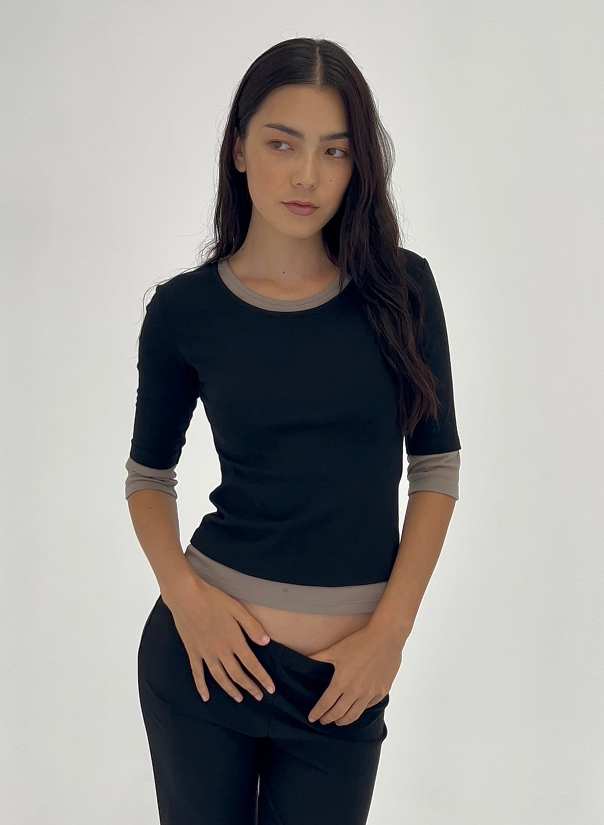 Rae double layer - black & stone