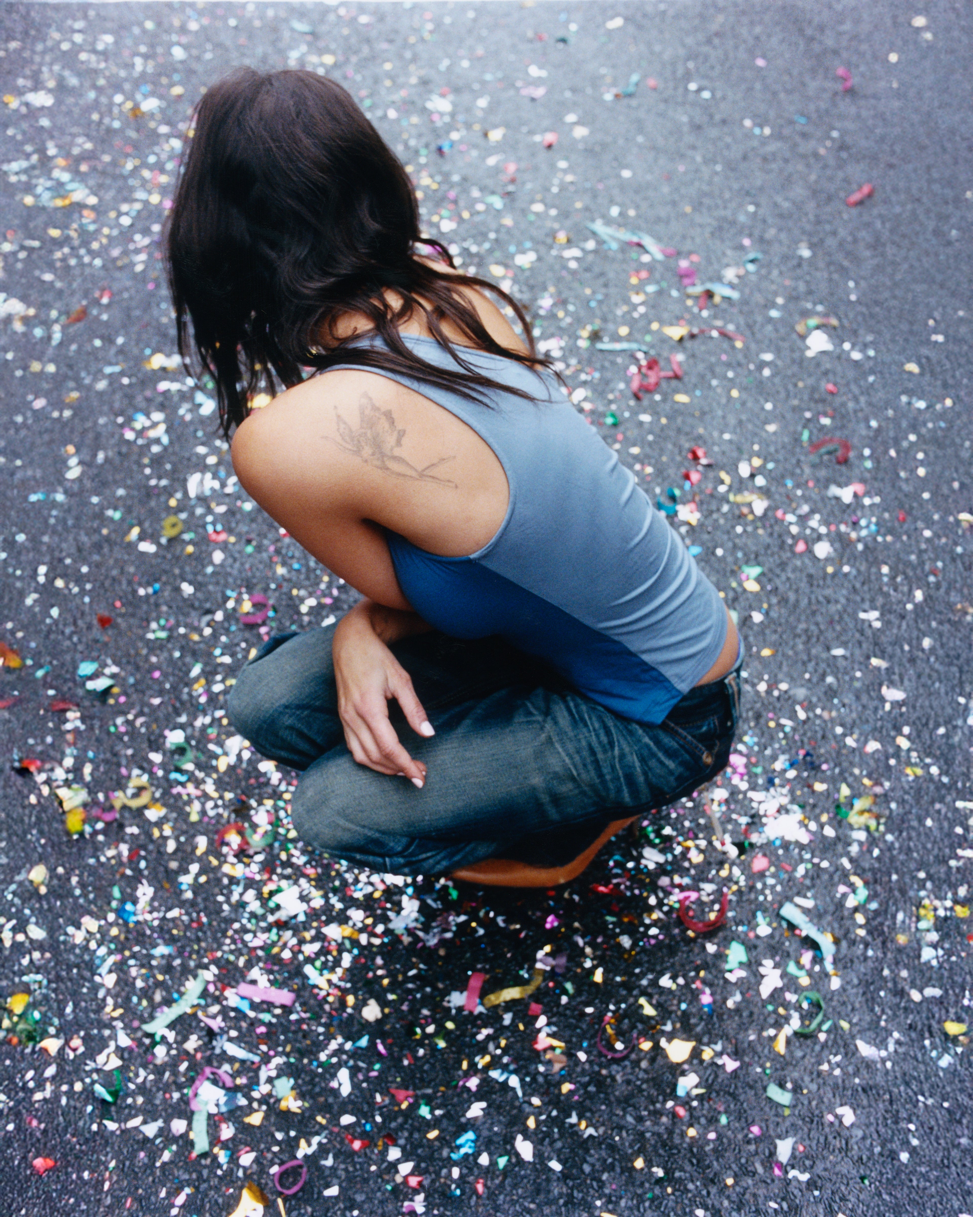 Mazzi Off Shoulder Tank - blue