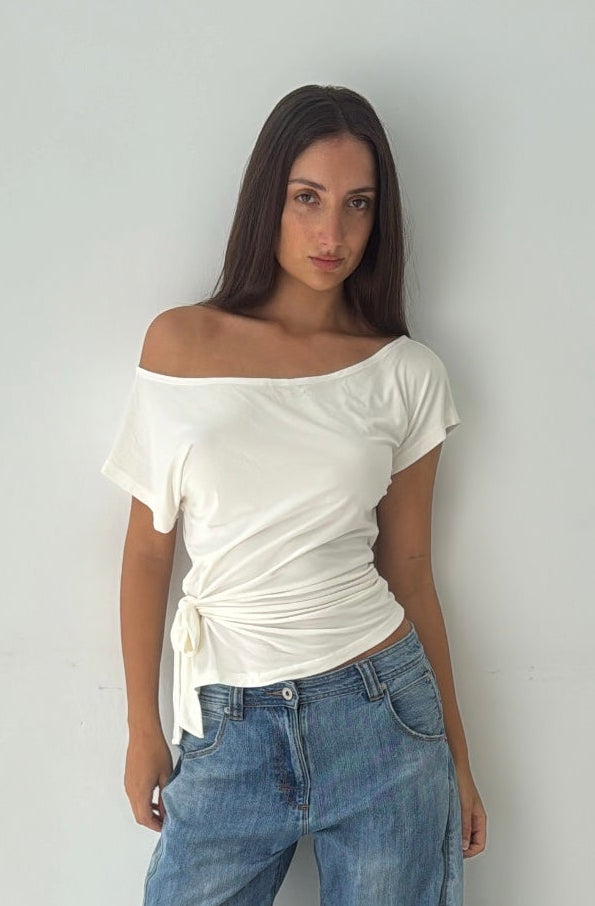 Martine Off Shoulder top - white