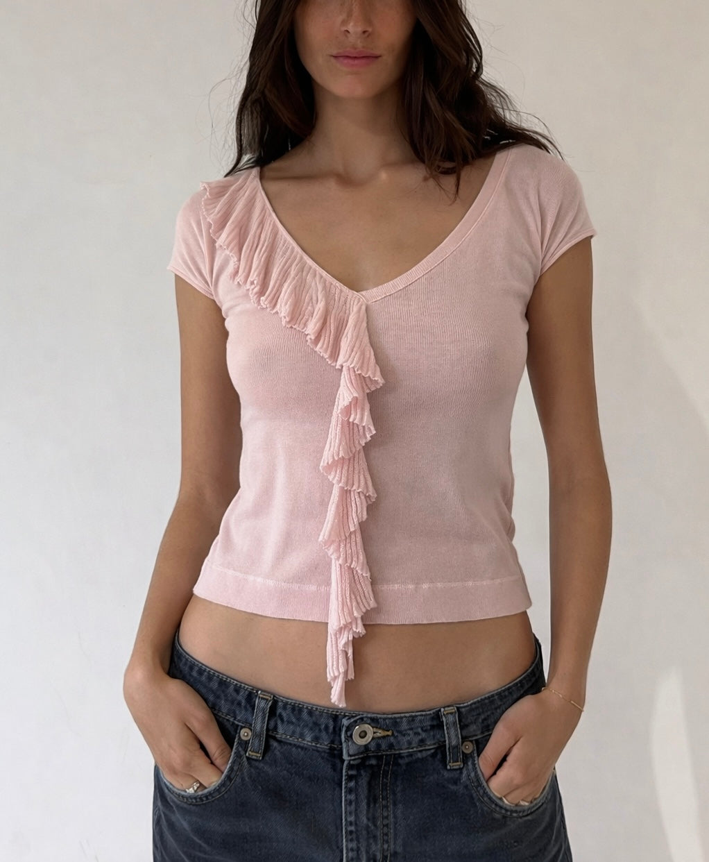 Eva Frill Knit Tank - petal pink
