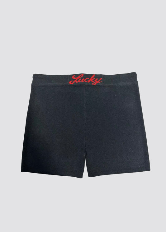 Lucky Knit shorts- black and red