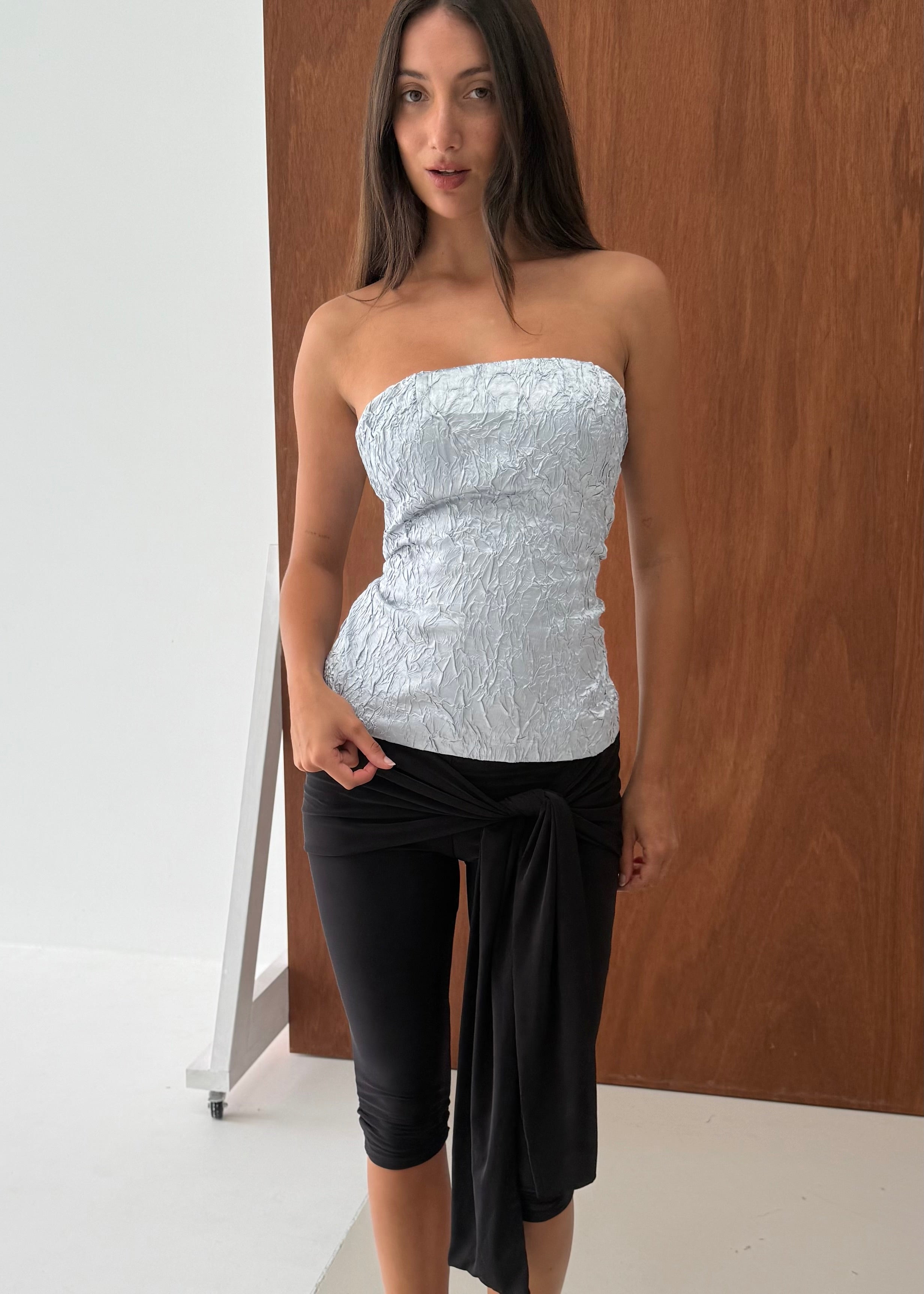 Alice Lace Up Corset - blue shimmer