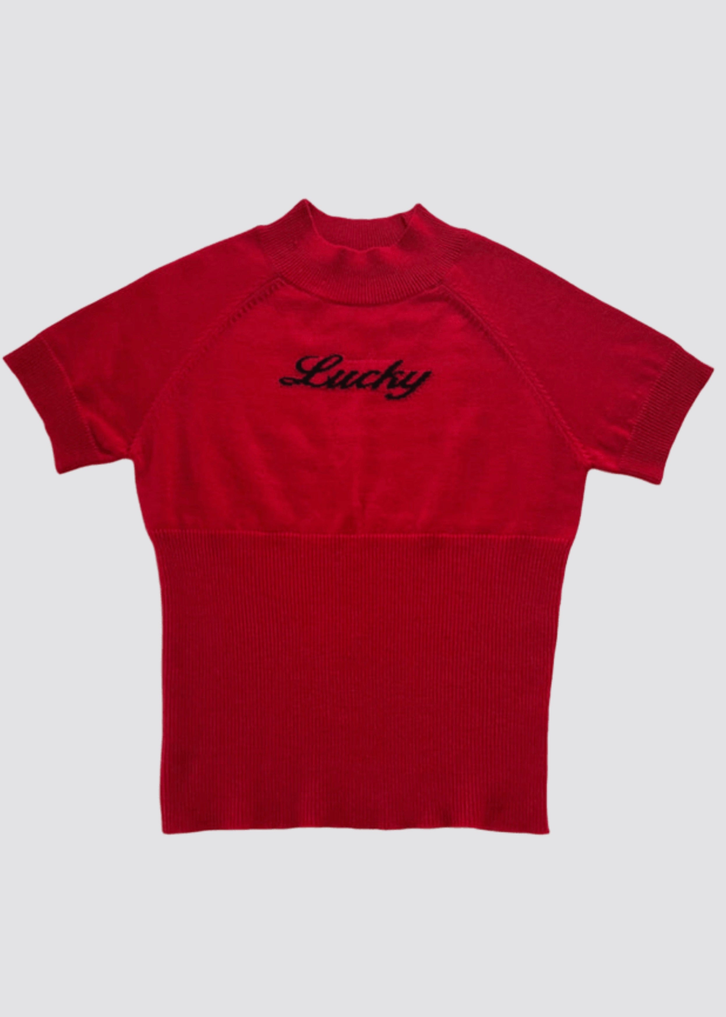 Lucky Knit Tee - vintage red