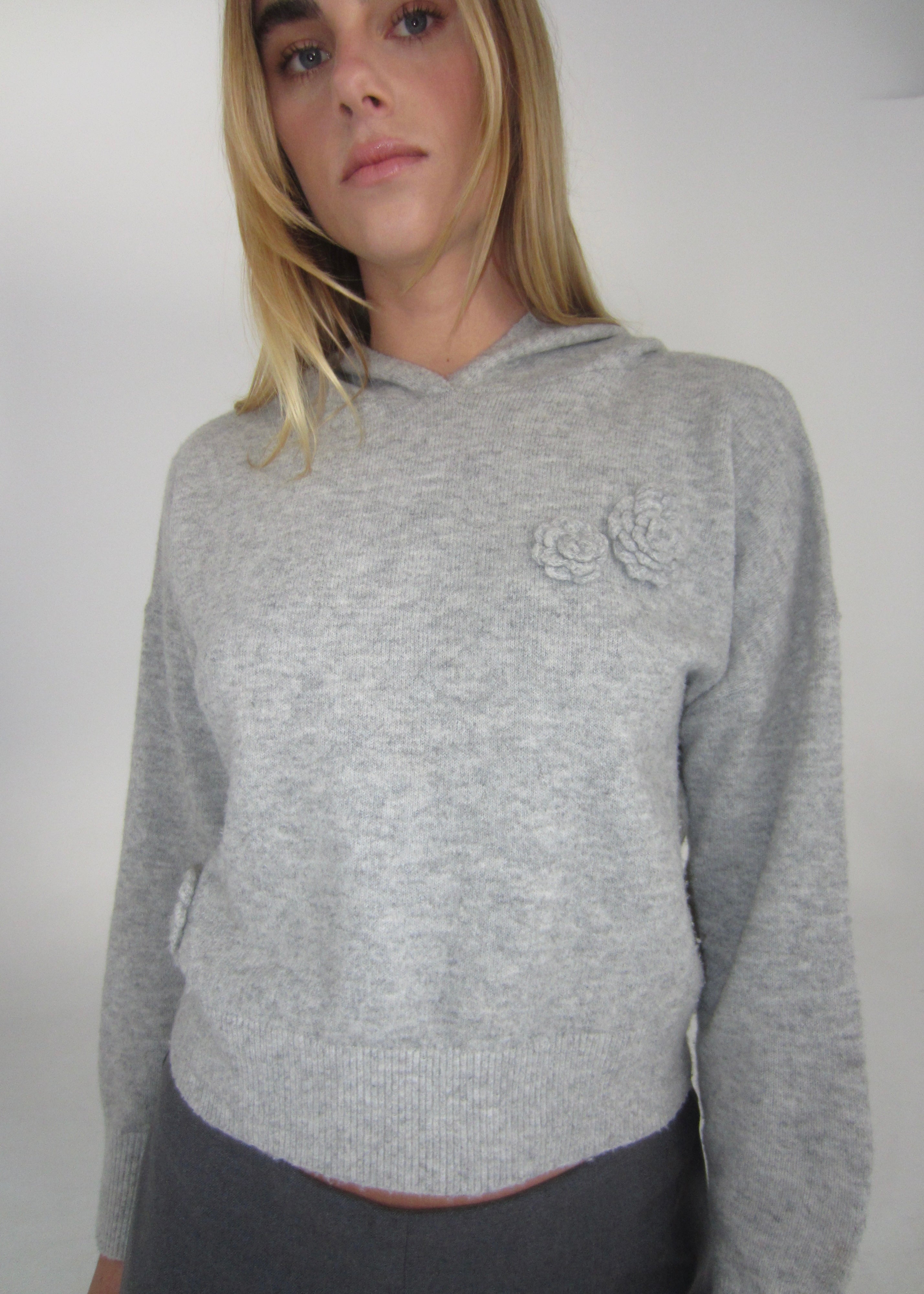 Blossom Knit Hoodie - powder grey