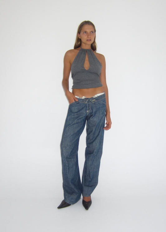 Billie cut out halter top - grey