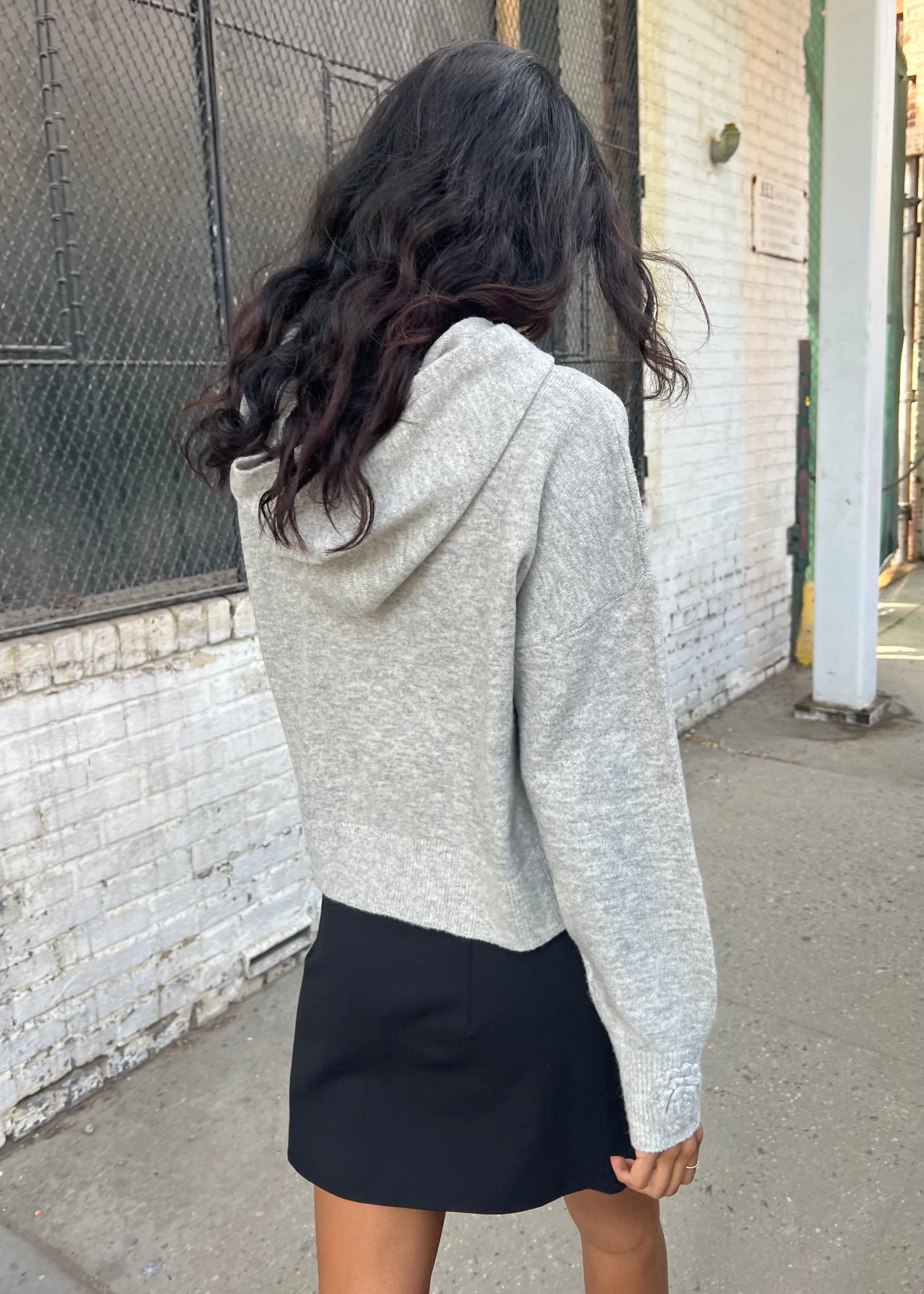 Blossom Knit Hoodie - powder grey