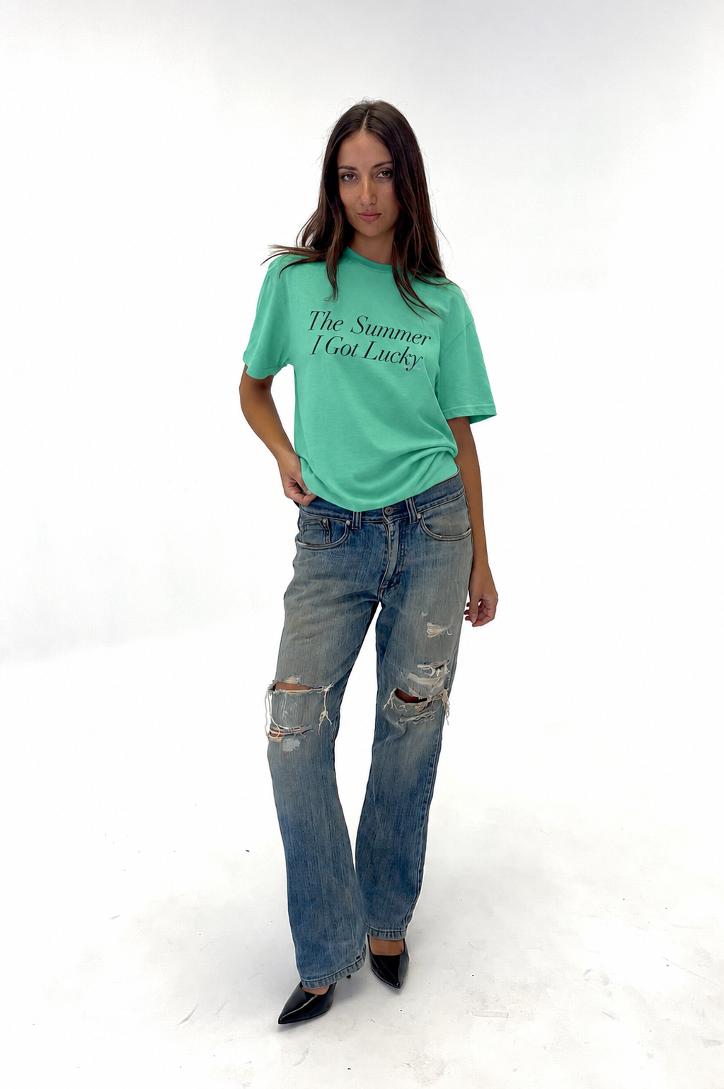 The Summer I Got Lucky Tee - aqua