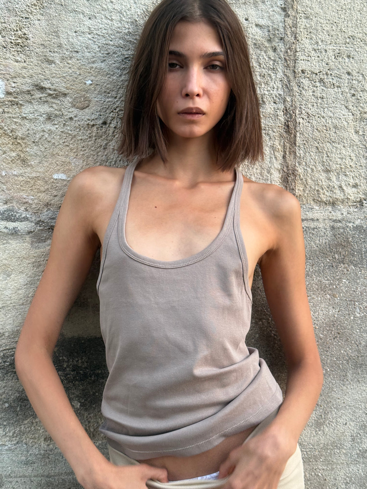 Classic Race back Tank - slate