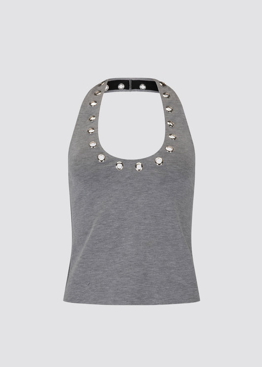 Gigi Eyelet Halter - grey