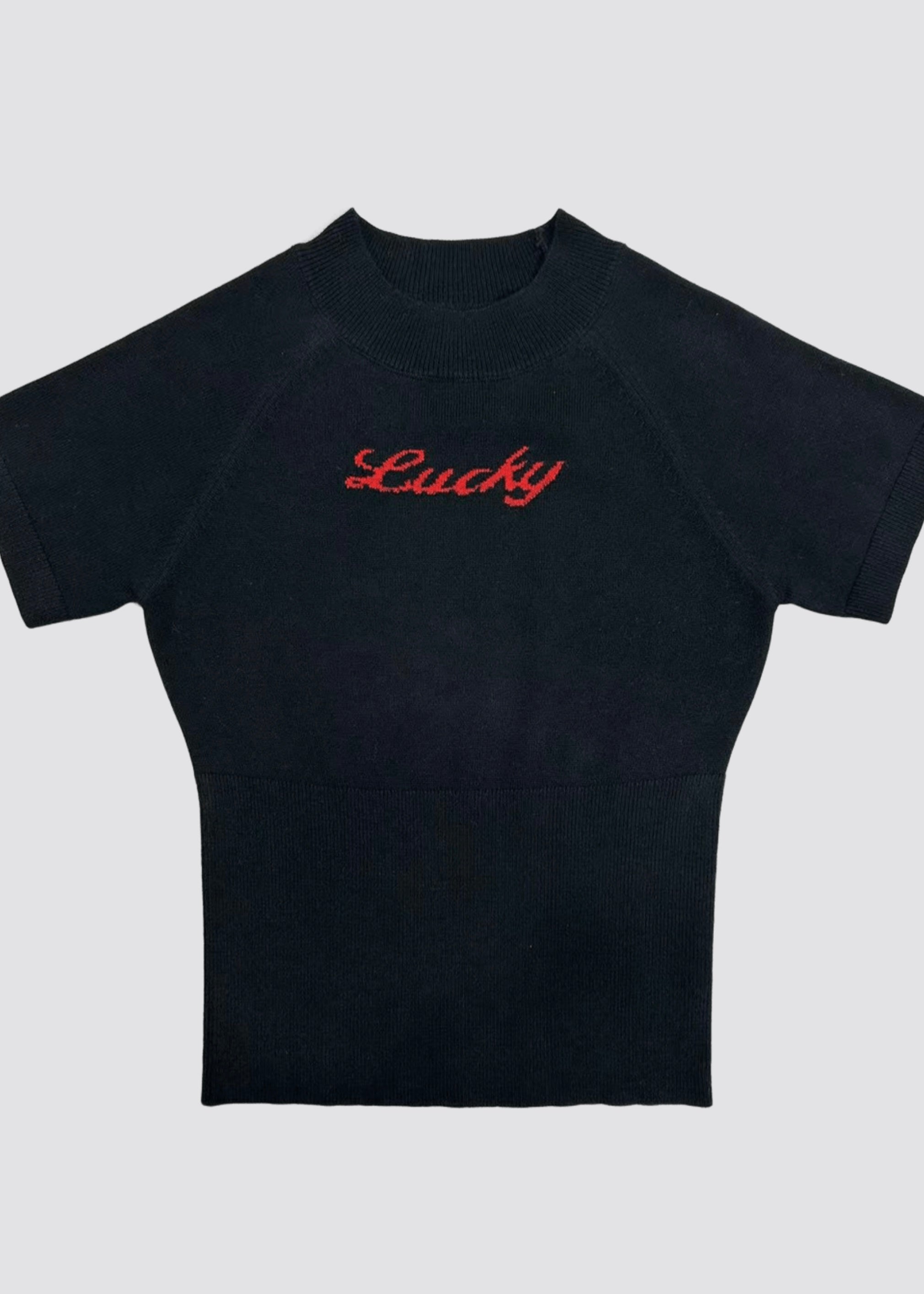 Lucky Knit Tee - black and red