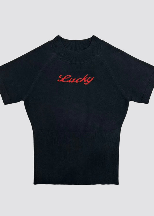 Lucky Knit Tee - black and red (restocking soon)