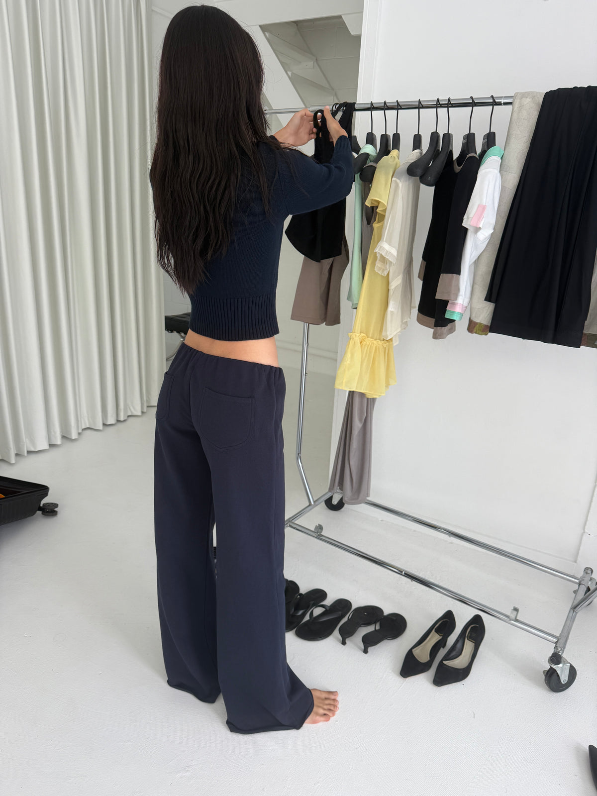 Josie cotton trousers  - navy