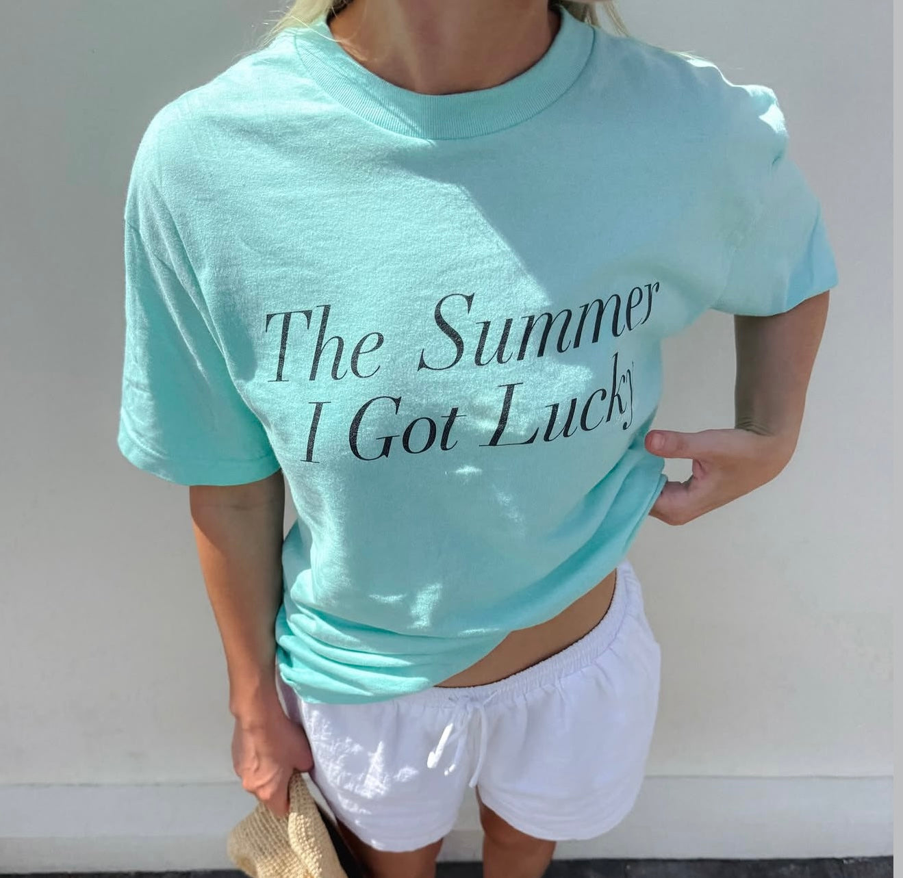 The Summer I Got Lucky Tee - turquoise