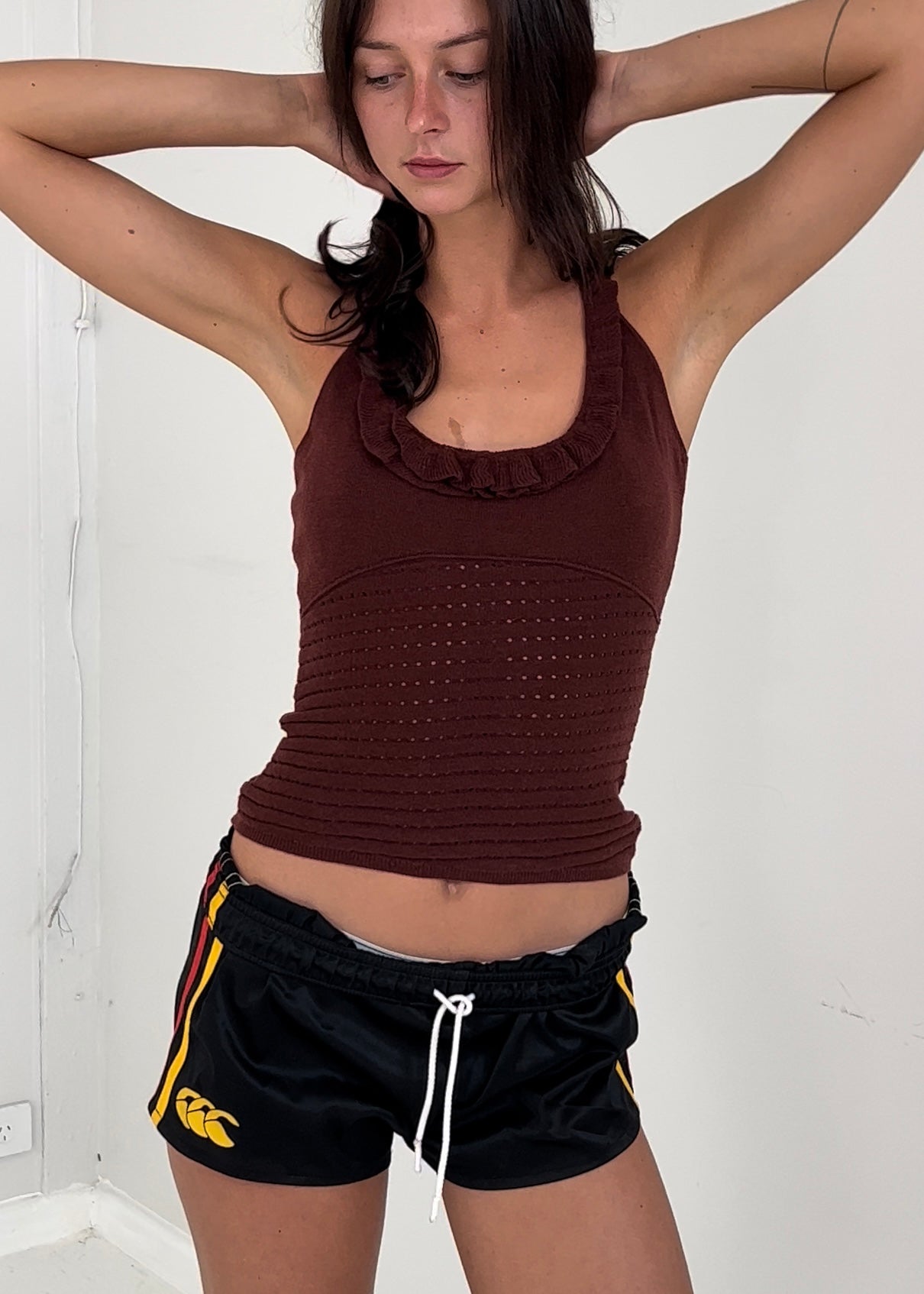 Claire Frill - burgundy brown