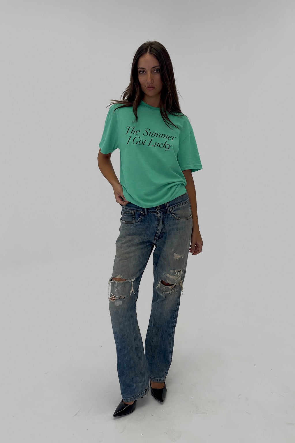 The Summer I Got Lucky Tee - aqua