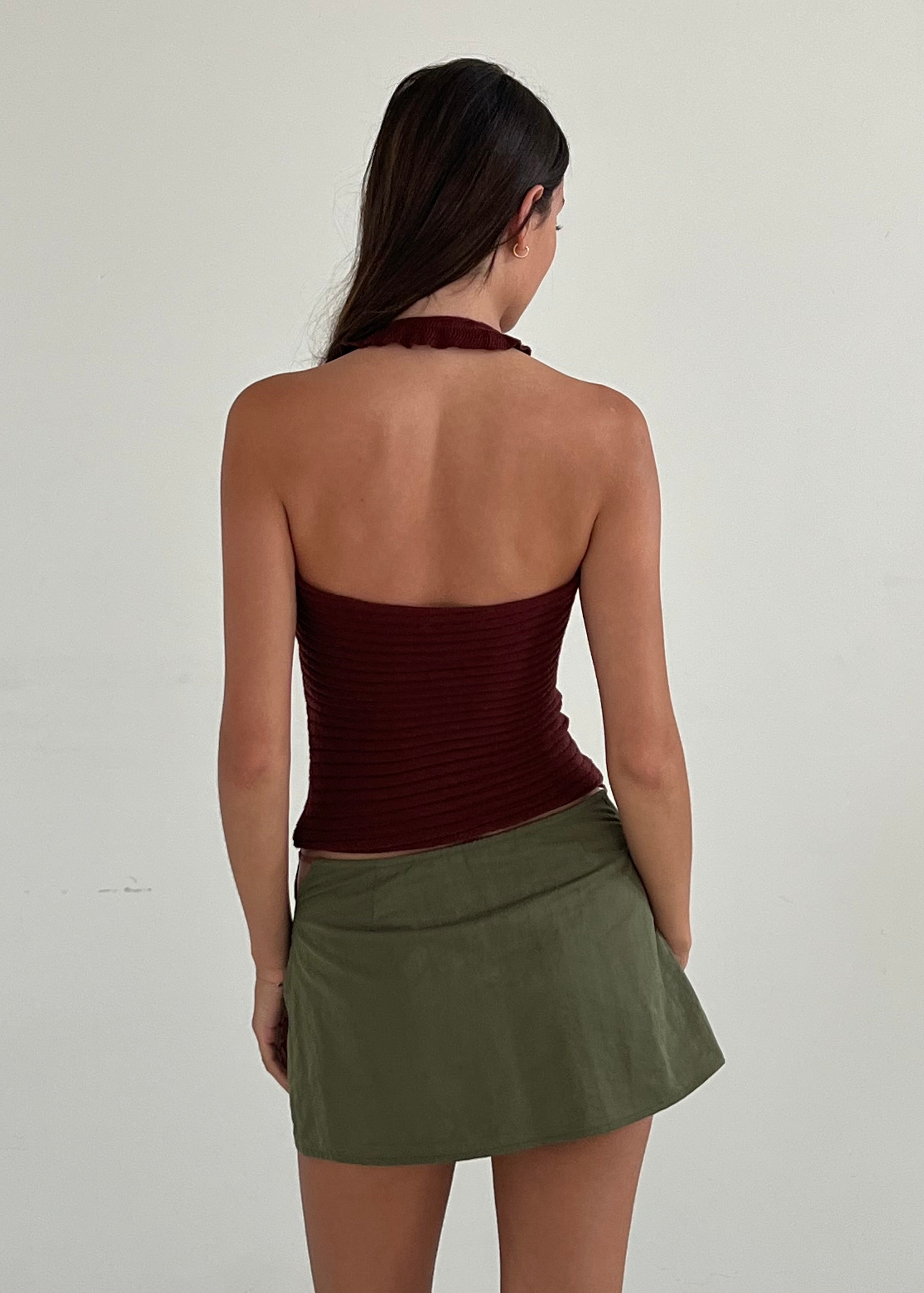 Claire Frill - burgundy brown