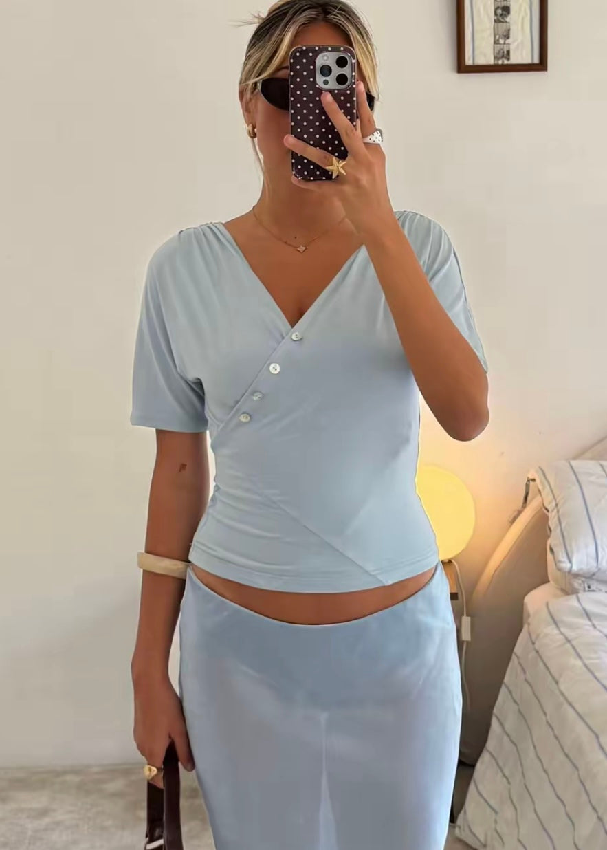 Dalia Shell Top - soft blue