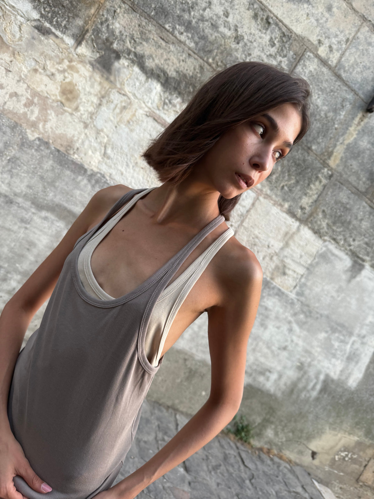 Classic Race back Tank - slate