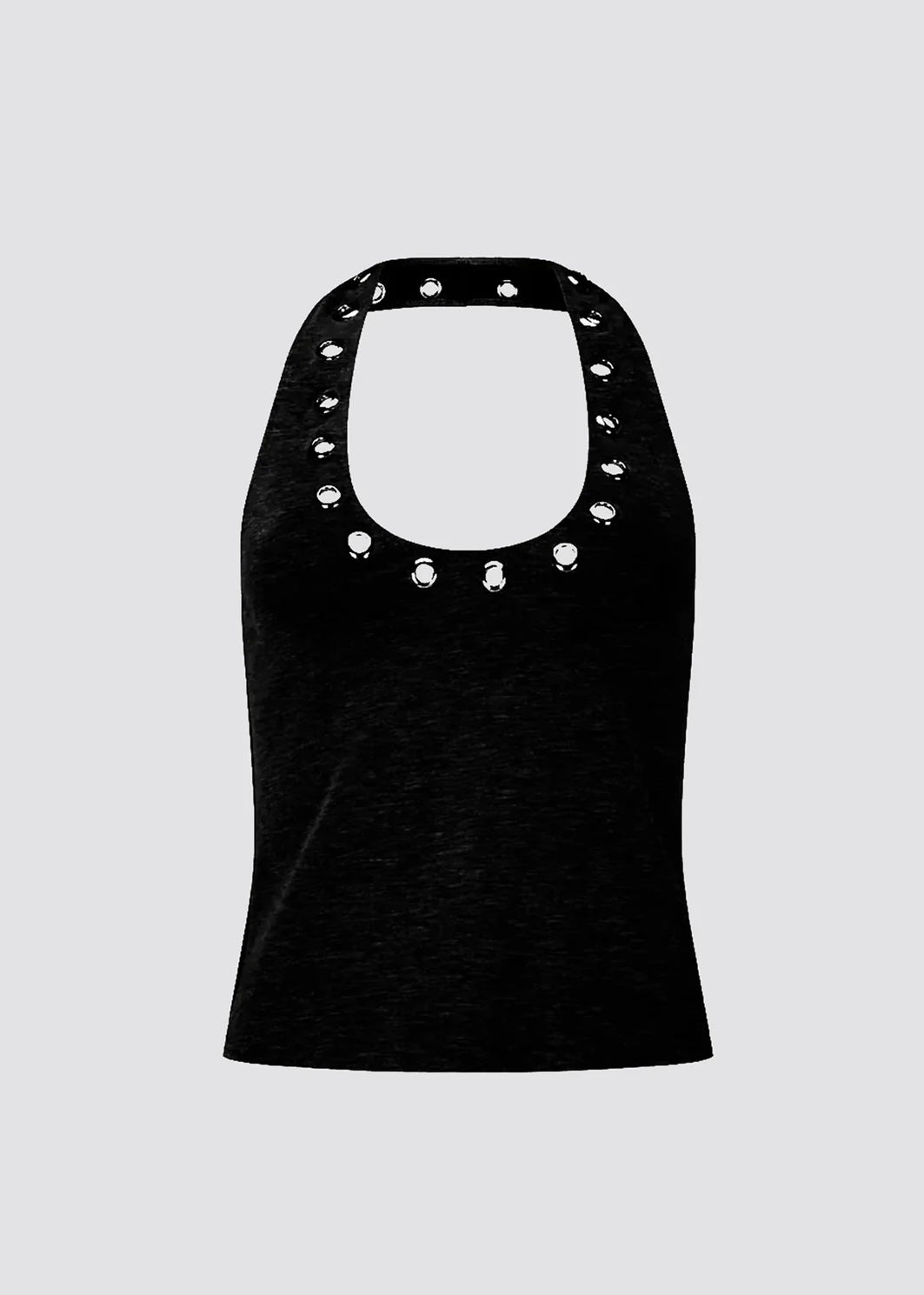 Gigi Eyelet Halter - black