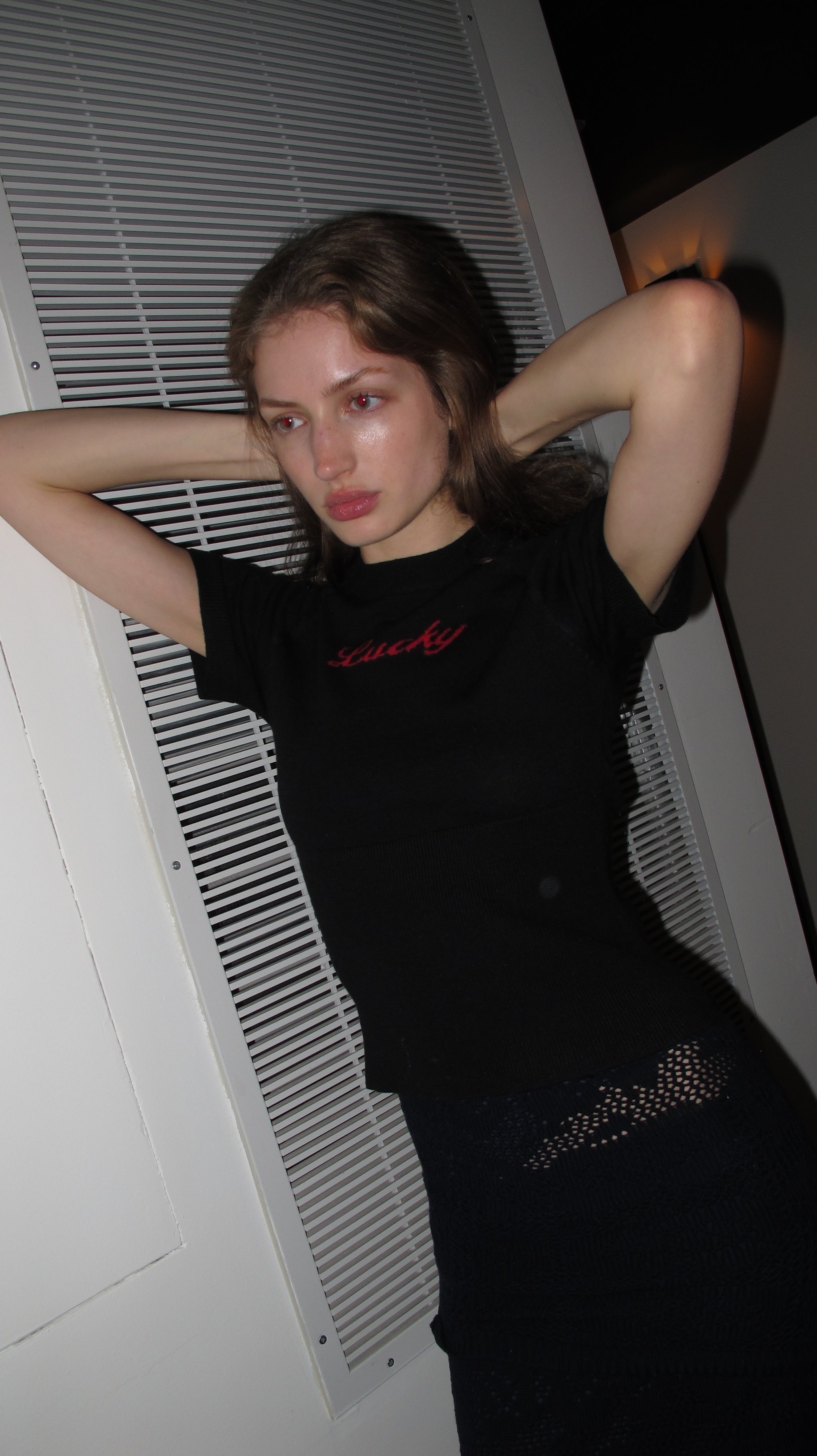 Lucky Knit Tee - black and red