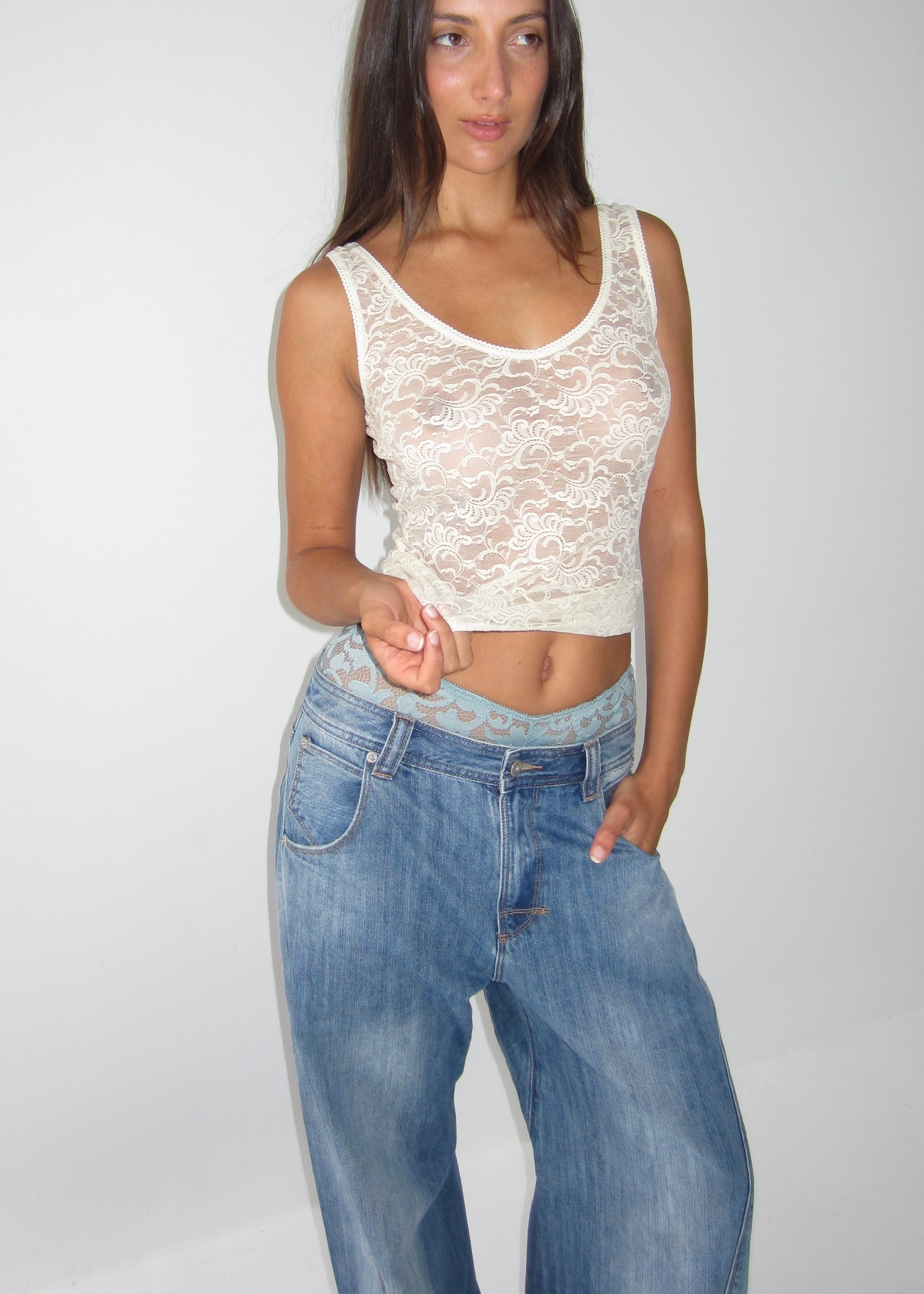 Mimi Lace Singlet - cream