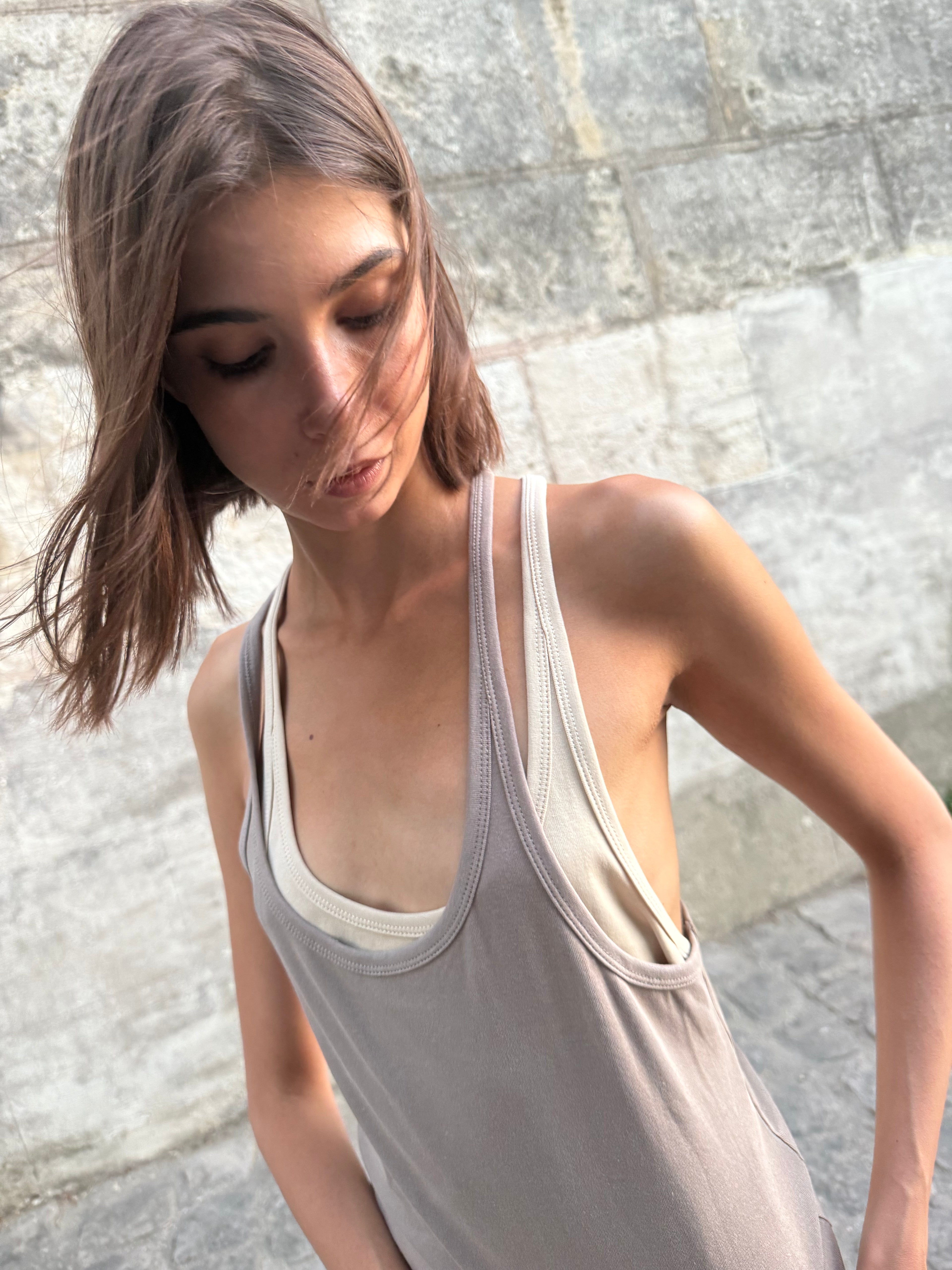Classic Race back Tank - slate
