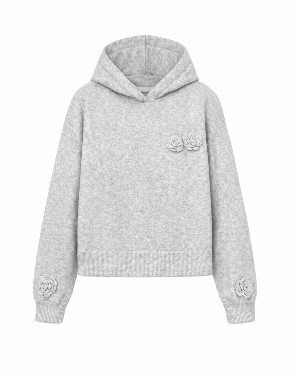 Blossom Knit Hoodie - powder grey