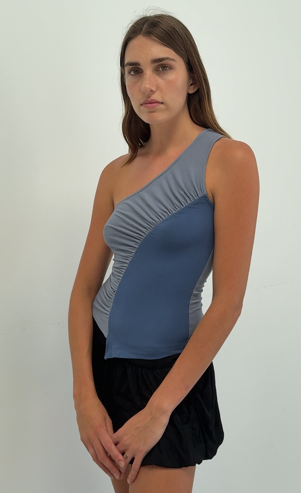 Mazzi Off Shoulder Tank - blue