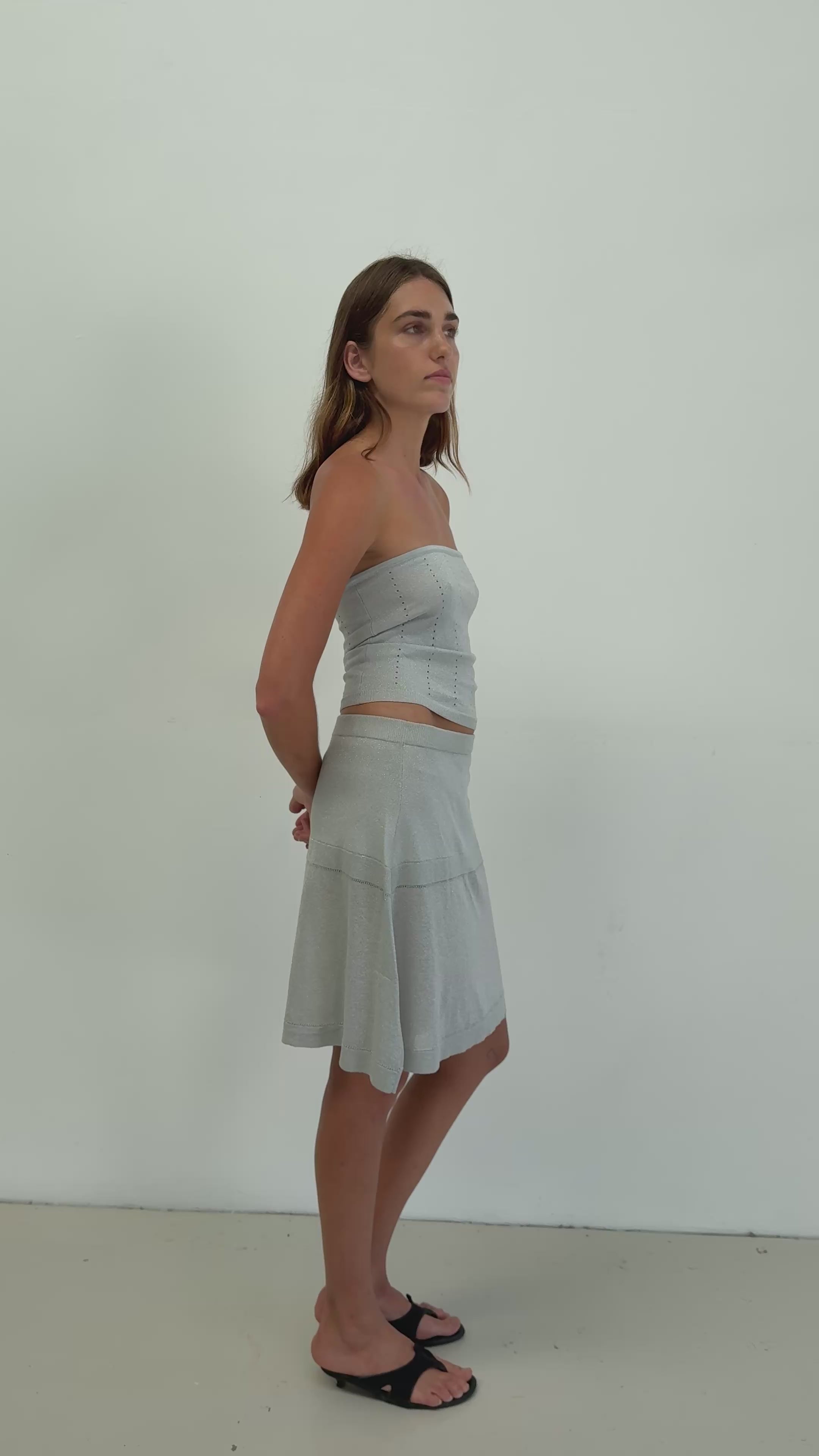 Madeleine Midi Skirt - silver knit